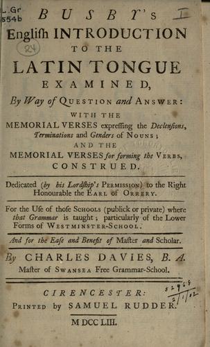 Busby's English introduction to the Latin tongue examined