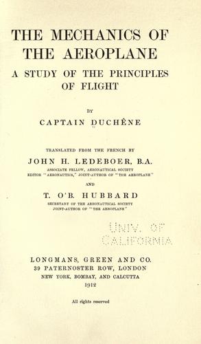 The mechanics of the aeroplane