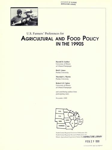 U.S. farmers' preferences for agricultural and food policy in the 1990s