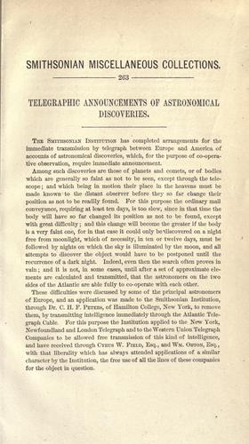 ... Telegraphic announcements of astronomical discoveries