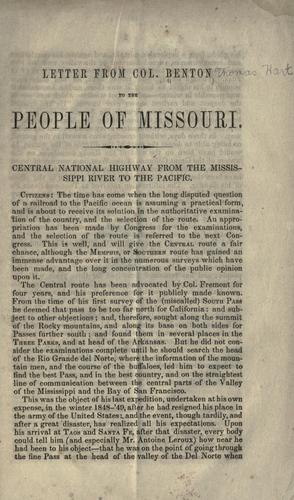 Letter from Col. Benton to the people of Missouri