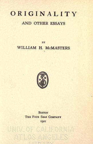 Originality, and other essays
