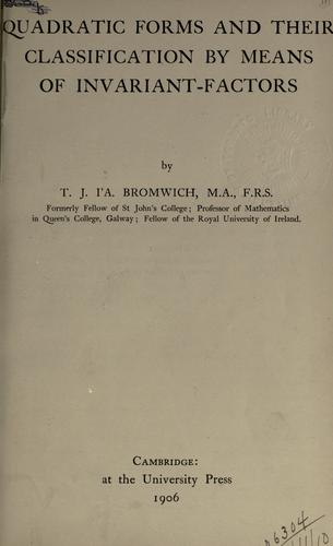 Quadratic forms and their classification by means of invariant-factors