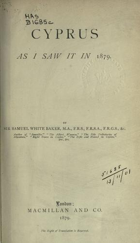 Cyprus as I saw it in 1879