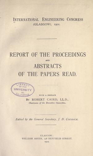 Report of the proceedings and abstracts of the papers read