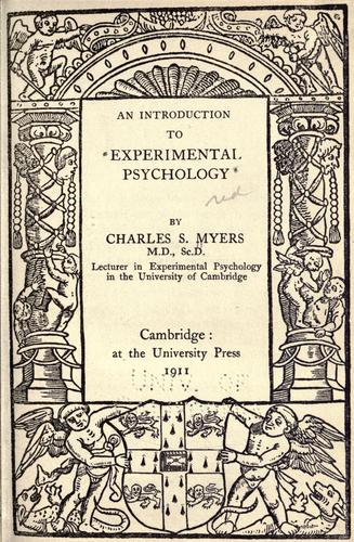 An introduction to experimental psychology