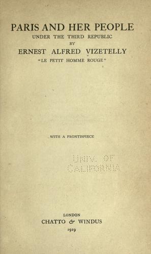 Paris and her people under the third republic