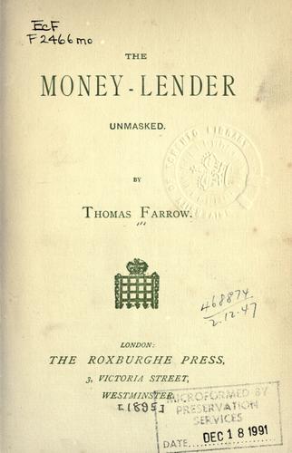 The money-lender unmasked