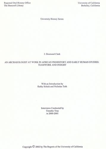 An  archaeologist at work in African prehistory and early human studies