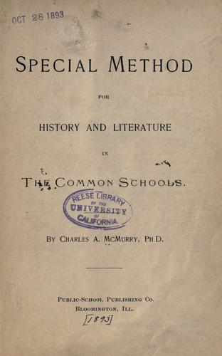 Special method for history and literature in the common schools