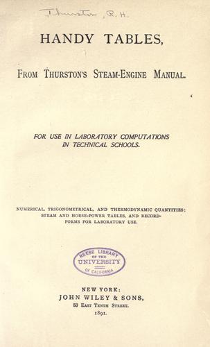 Handy tables from Thurston's Steam-engine manual