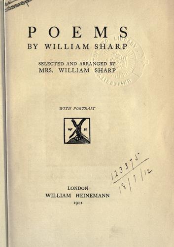Poems, selected and arranged by Mrs. William Sharp
