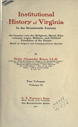 Institutional history of Virginia in the seventeenth century