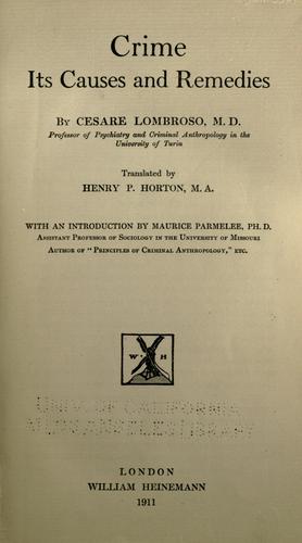 Crime, its causes and remedies