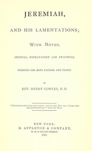 Jeremiah, And His Lamentations