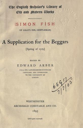 A supplication for the beggars, spring of 1529