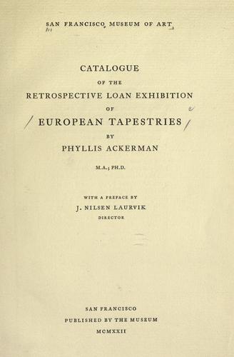 Catalogue of the retrospective loan exhibition of European tapestries