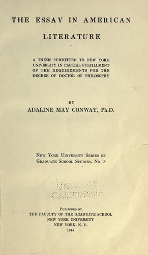 The essay in American literature