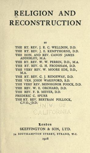 Religion and reconstruction
