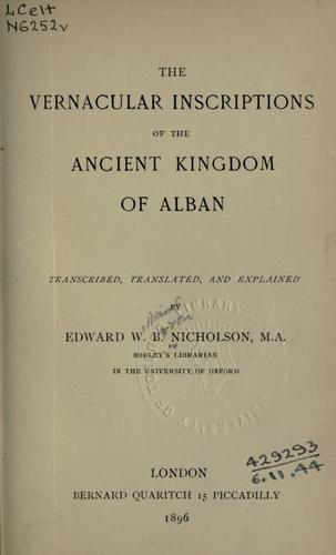 The vernacular inscriptions of the ancient kingdom of Alban