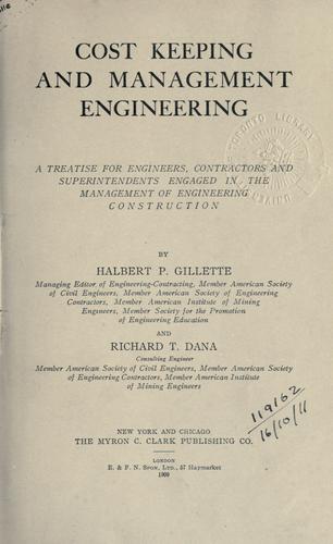 Cost keeping and management engineering