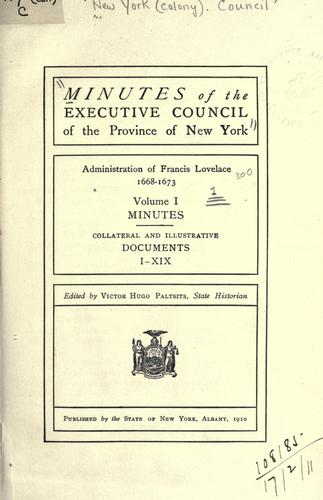 Minutes of the Executive Council of the Province of New York