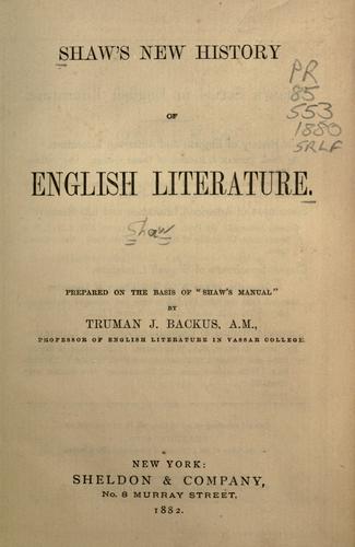 Shaw's New history of English literature
