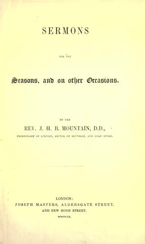 Sermons for the seasons, and on other occasions