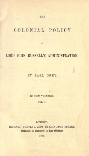 The colonial policy of Lord John Russell's administration