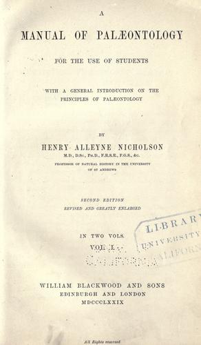 A manual of pal℗æontology