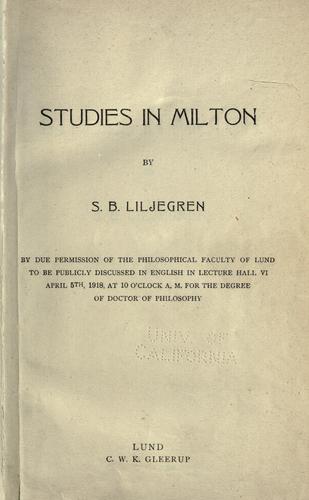 Studies in Milton