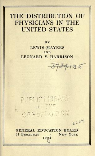 The distribution of physicians in the United States