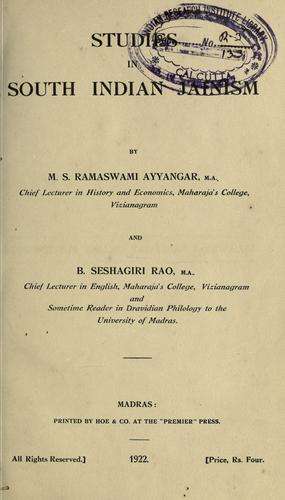 Studies in South Indian Jainism