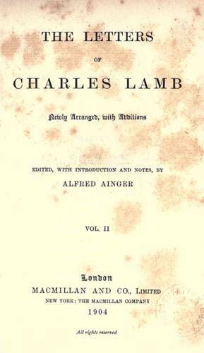 The letters of Charles and Mary Lamb