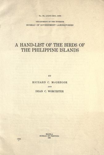 A hand-list of the birds of the Philippine Islands