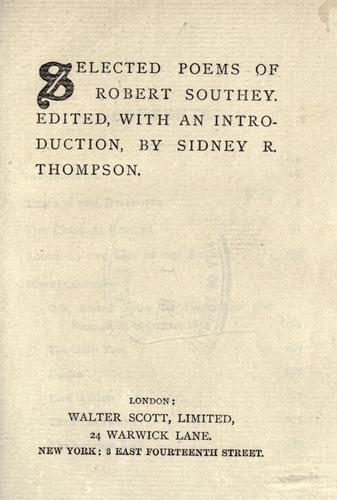 Selected poems of Robert Southey