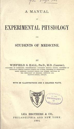 A manual of experimental physiology for students of medicine