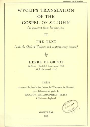 Wyclif's translation of the Gospel of St. John