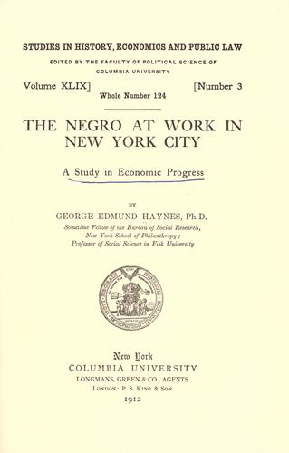 The Negro at work in New York city