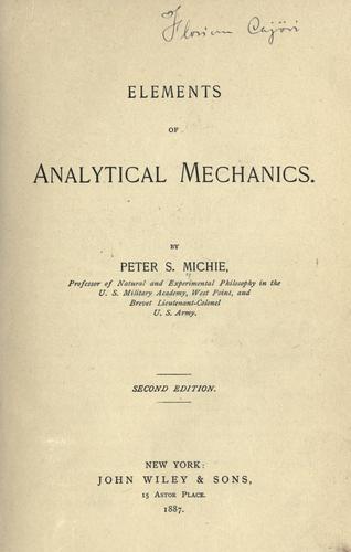 Elements of analytical mechanics