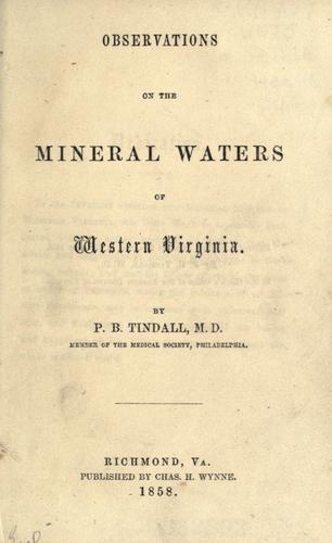 Observations on the mineral waters of western Virginia