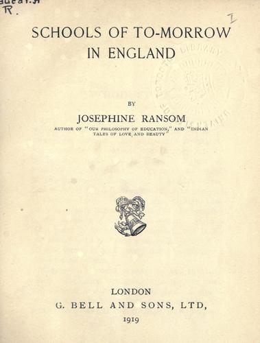 Schools of to-morrow in England