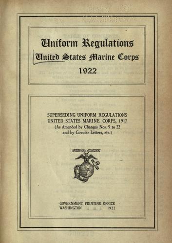 Uniform regulations, United States Marine Corps, 1922