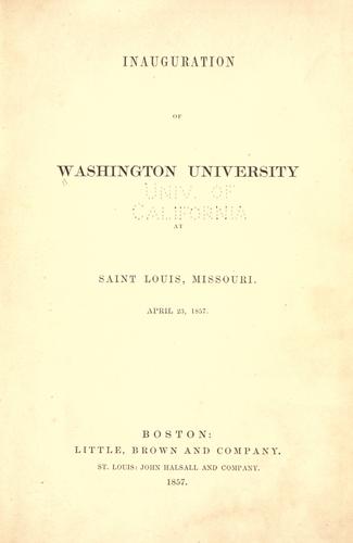 Inauguration of Washington university at Saint Louis, Missouri. April 23, 1857