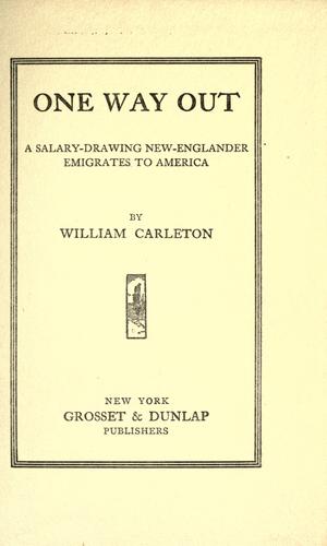 One way out a salary-drawing New-Englander emigrates to America
