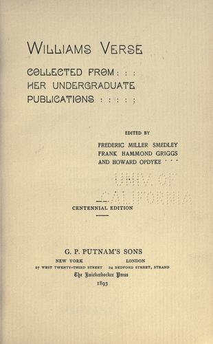 Williams verse collected from her undergraduate publications