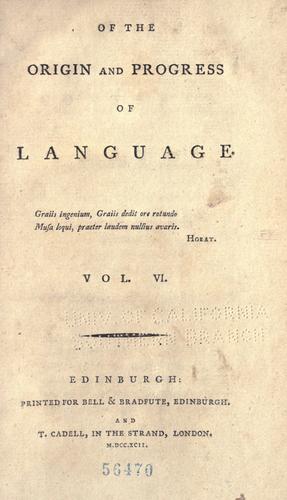 Of the origin and progress of language