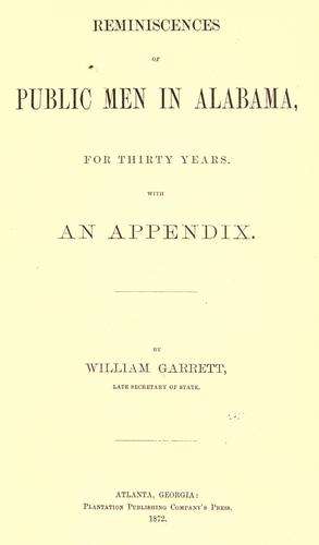 Reminiscences of public men in Alabama