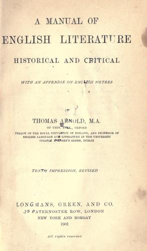 A manual of English literature, historical and critical