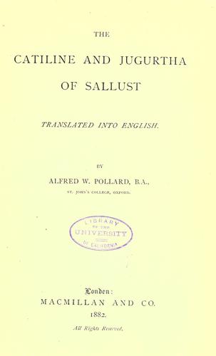 The Catiline and Jugurtha of Sallust